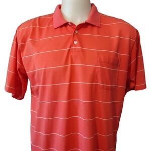Bristol Blues Polo Shirt Size XL Men Striped Coral Orange Retro Norm Dad Core XL
